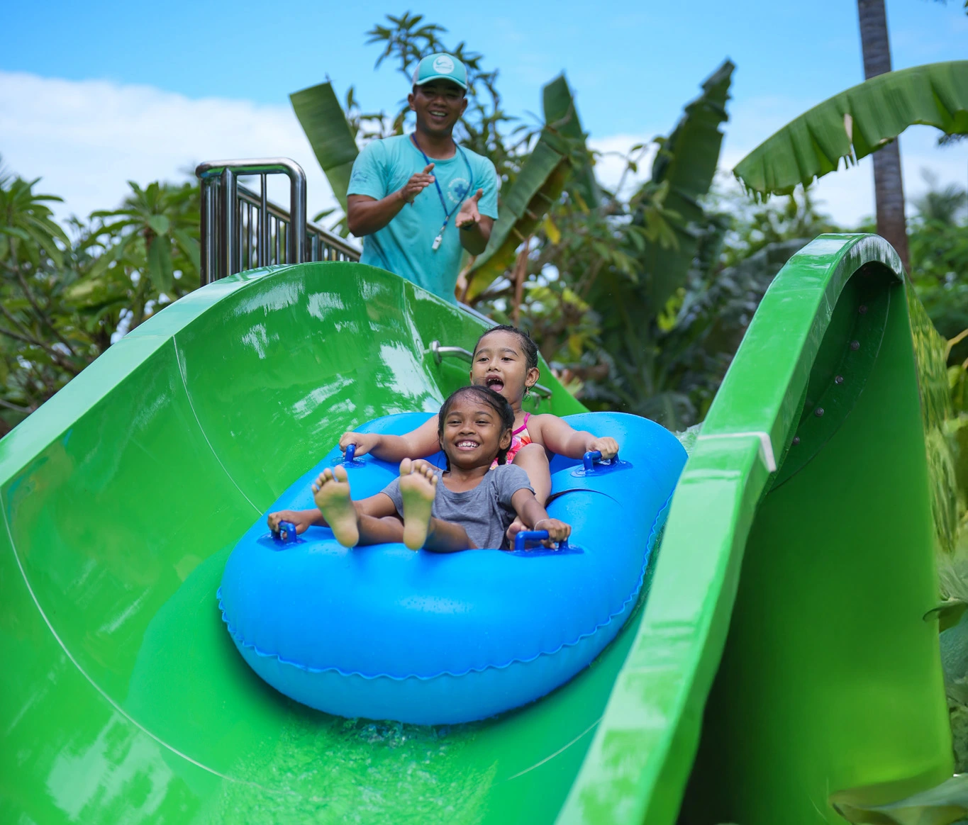 Family enjoying Waterbom Bali water park