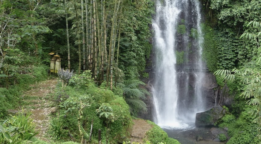 Munduk waterfall and highland landscape Bali